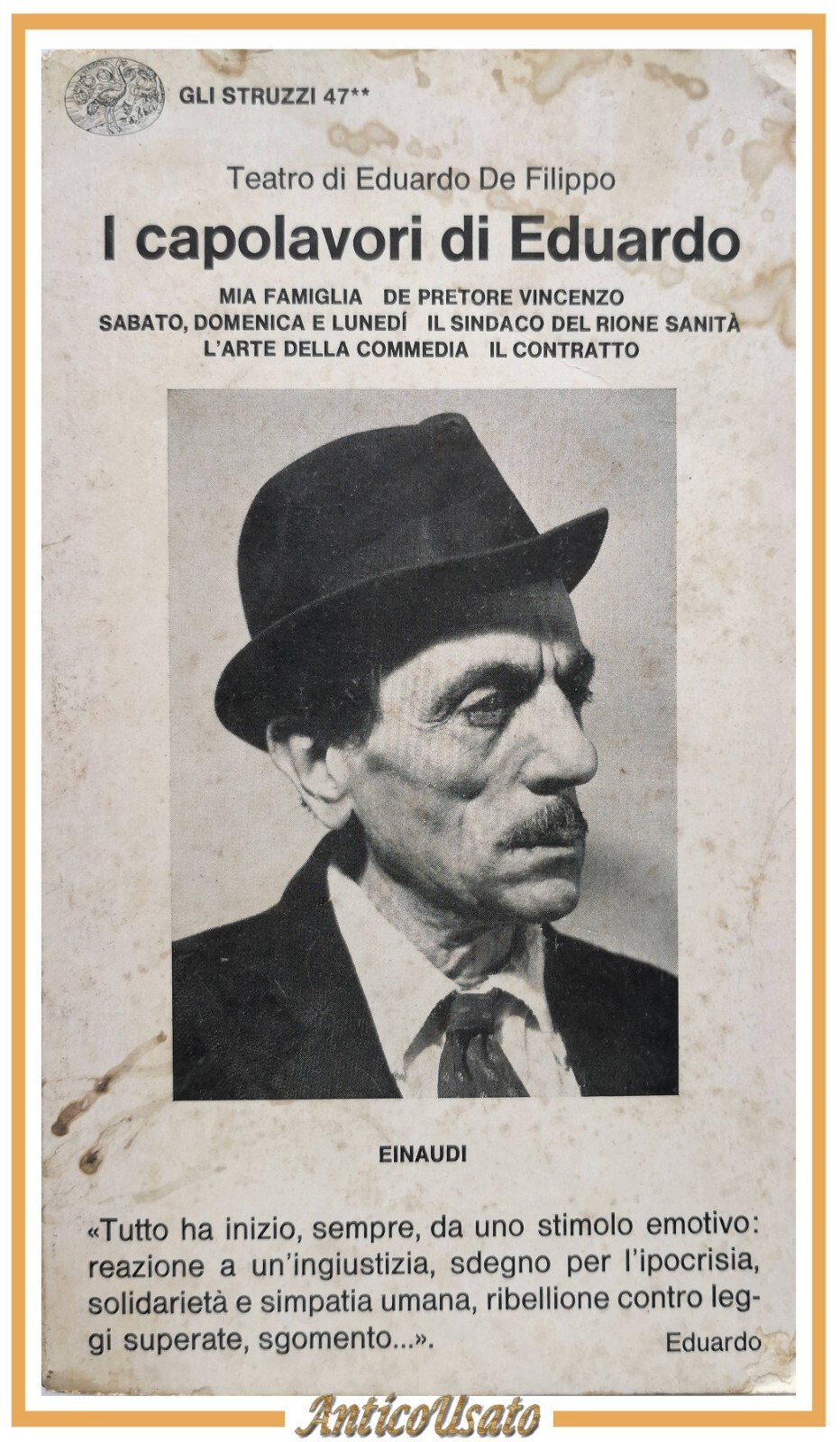 I CAPOLAVORI DI EDUARDO De Filippo volume II 1973 Einaudi …