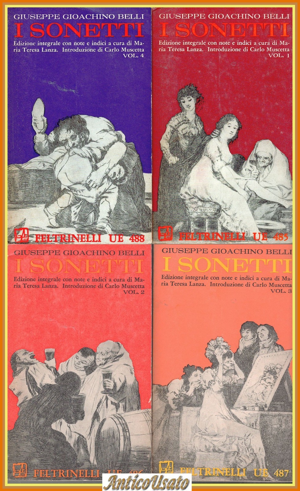 I SONETTI di Giuseppe Gioachino Belli completa 4 VOLUMI 1964 …