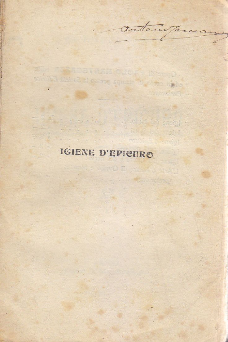 IGIENE D'EPICURO di Paolo Mantegazza - Società Editrice Partenopea libro …