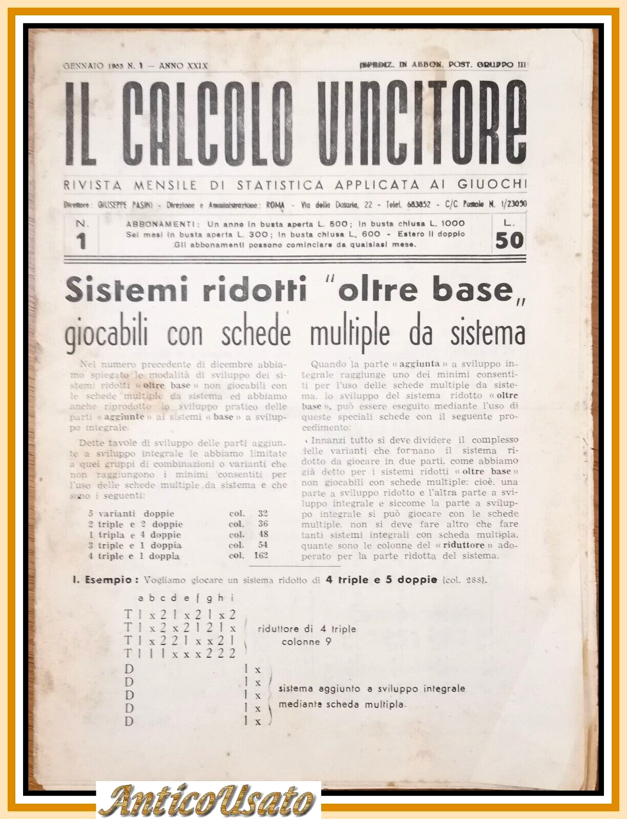 IL CALCOLO VINCITORE rivista di statistica applicata ai giochi Lotto …