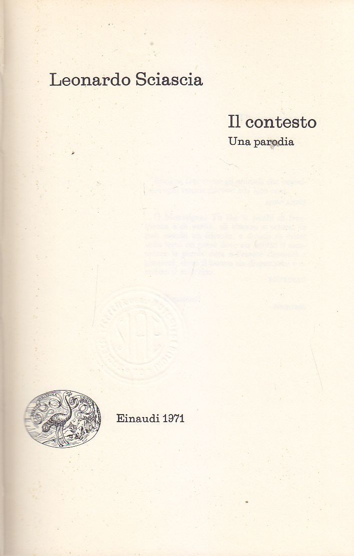 IL CONTESTO UNA PARODIA di Leonardo Sciascia - Einaudi I …