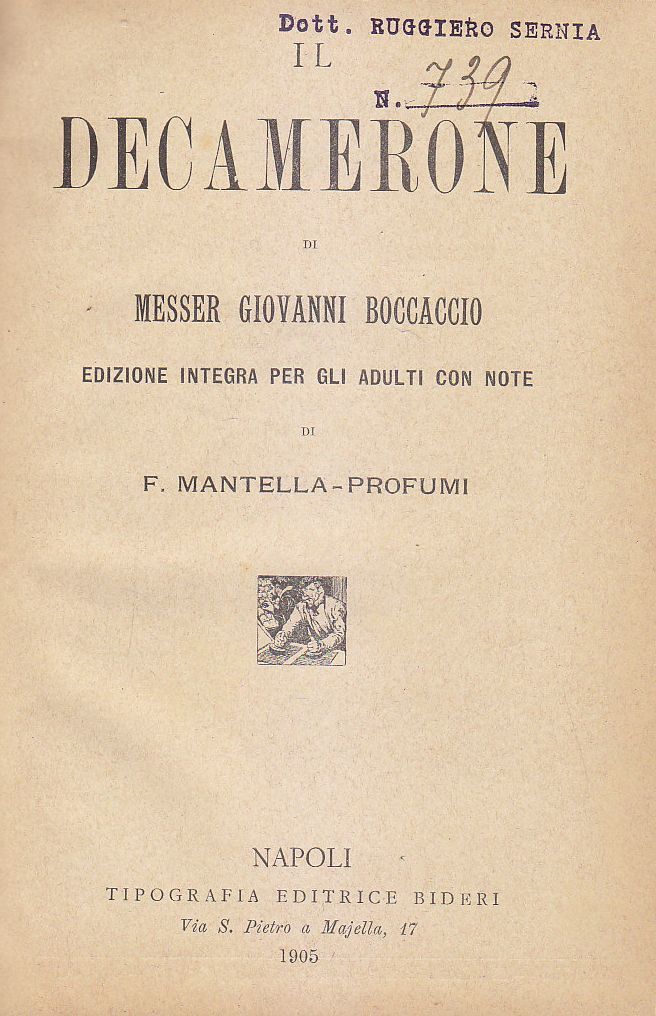 Il Decamerone di Giovanni Boccaccio 1905 Bideri Edizione Integrale note …