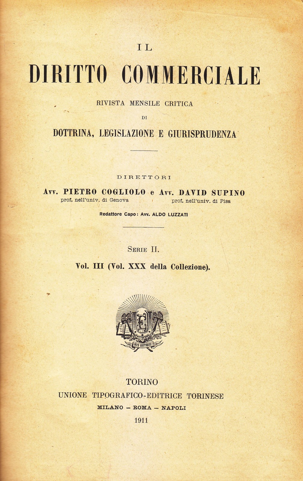 IL DIRITTO COMMERCIALE serie II volume III rivista giurisprudenza 1911 …