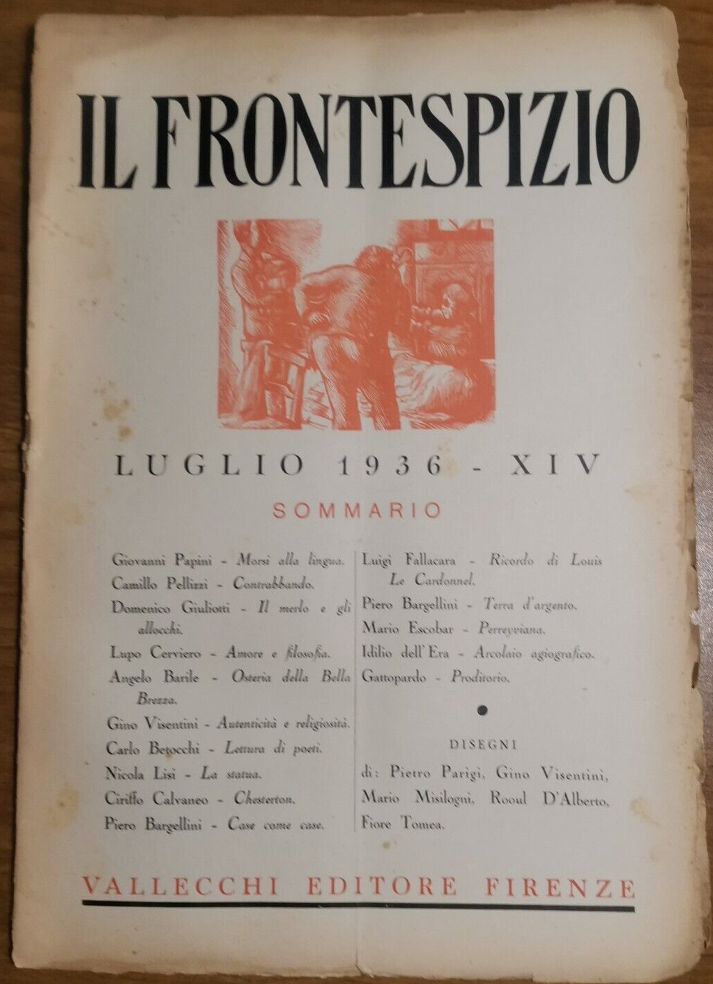 IL FRONTESPIZIO luglio 1936 Rivista letteratura Papini Giuliotti Visintini Tomea