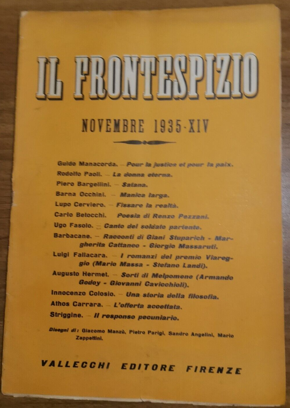 IL FRONTESPIZIO novembre 1935 Rivista letteratura Manacorda Bargellini Fallacara