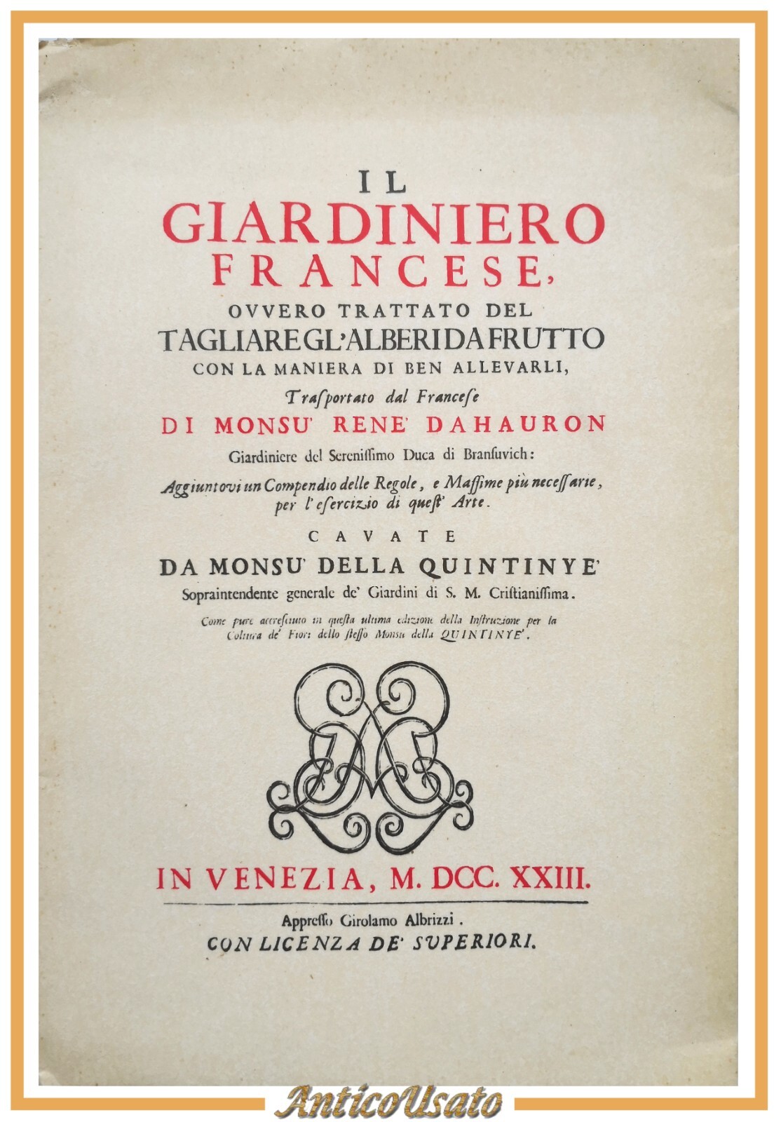 IL GIARDINIERO FRANCESE di René Dahauron 1979 Vivarelli reprint libro …