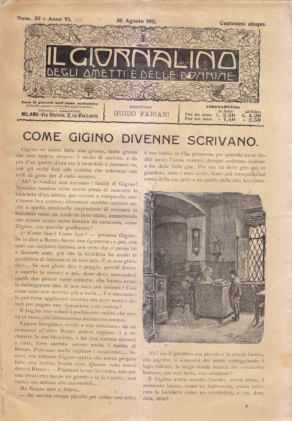 IL GIORNALINO DEGLI OMETTI E DELLE DONNINE 30 agosto 1911 …