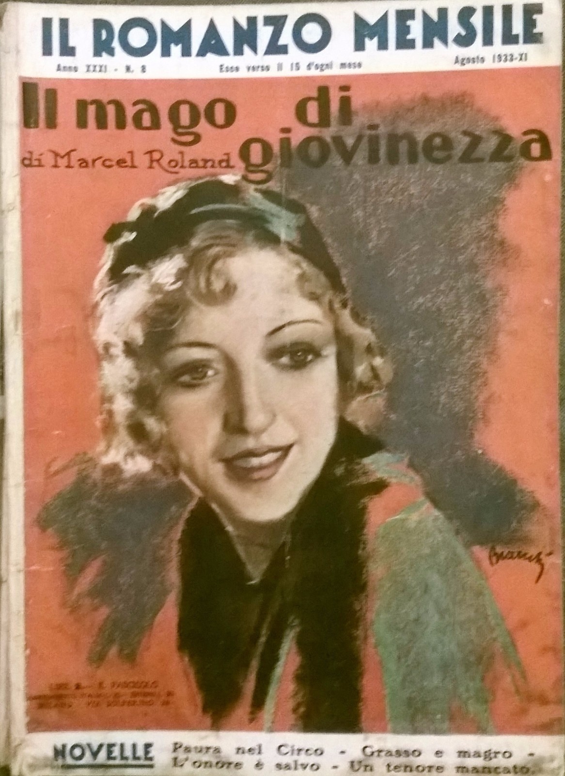 IL MAGO DI GIOVINEZZA di Marcel Roland 1933 Romanzo Mensile …