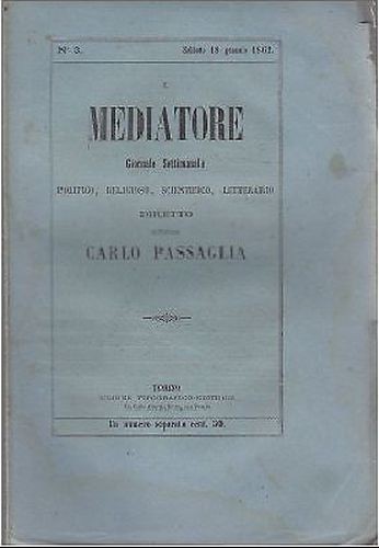 IL MEDIATORE 17 del 26/04/1862 giornale settimanale politico letterario antico