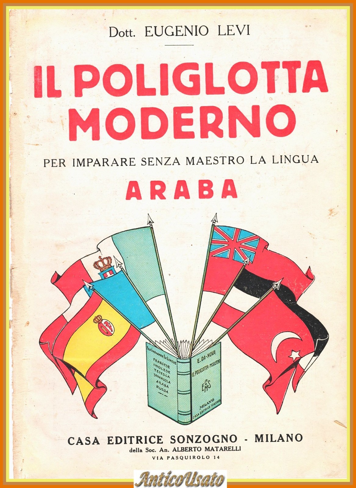 IL POLIGLOTTA MODERNO di Eugenio Levi LINGUA ARABA 1933 Sonzogno …