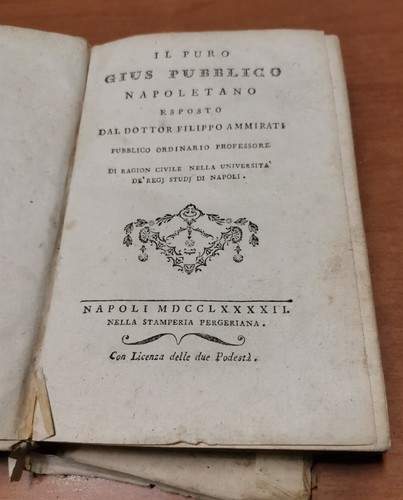IL PURO GIUS PUBBLICO NAPOLETANO di Filippo Ammirati 1792 Libro …