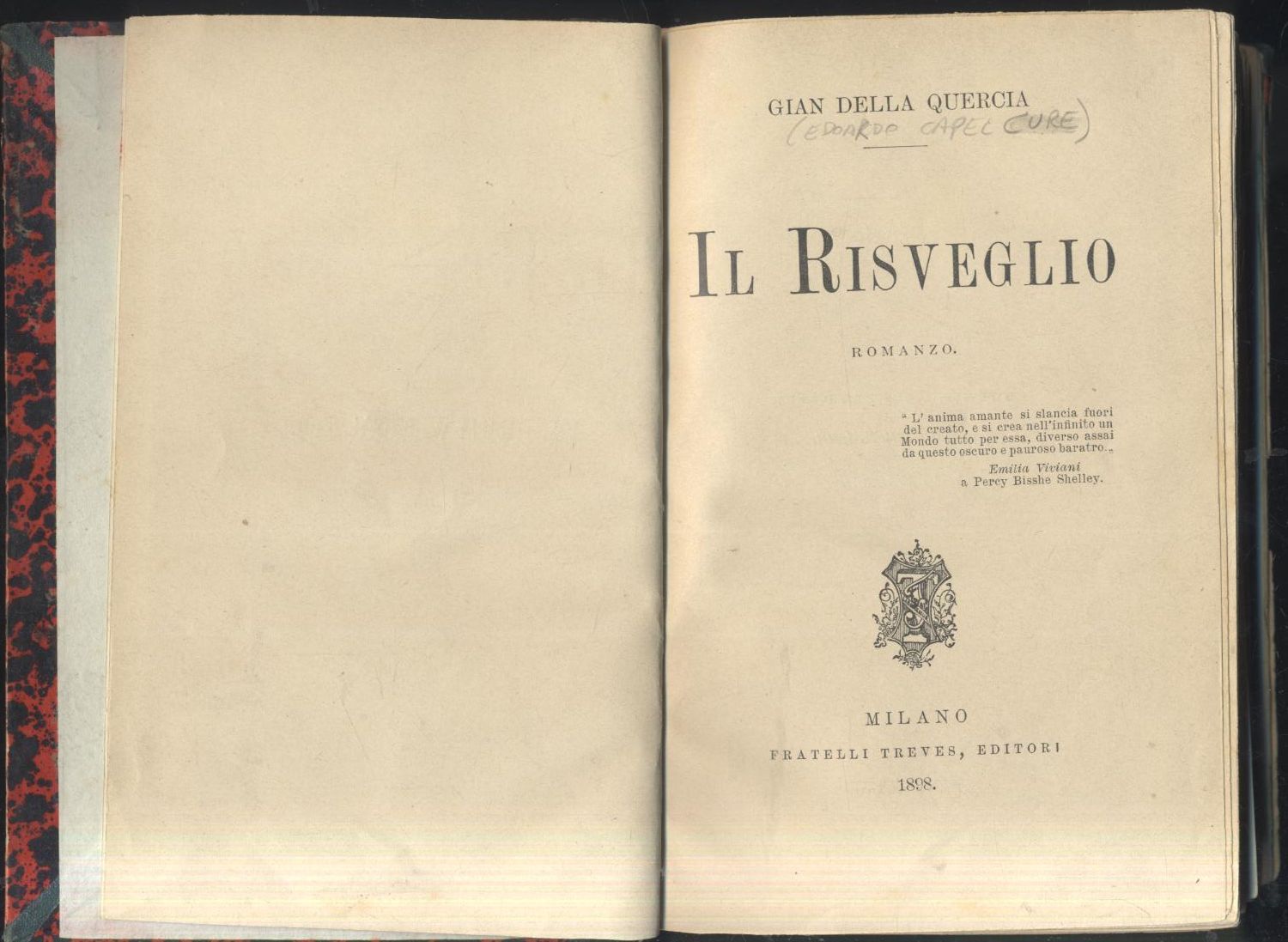 IL RISVEGLIO di Gian Della Quercia 1898 Treves I edizione …