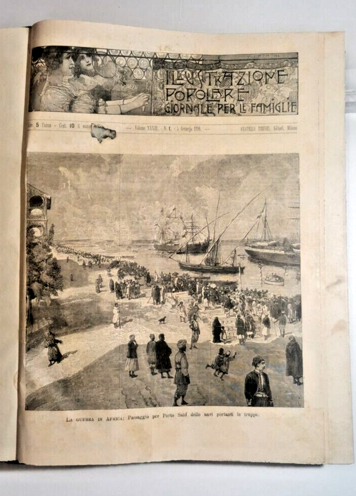ILLUSTRAZIONE POPOLARE 1896 annata completa 52 numeri rilegati giornale antico