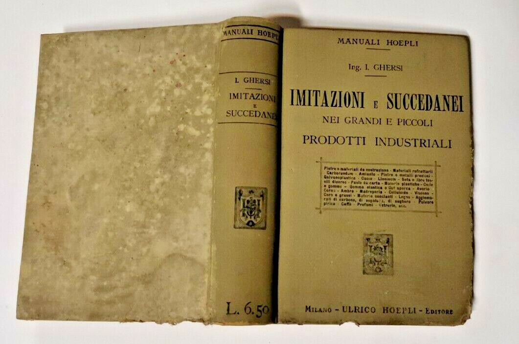 IMITAZIONI E SUCCEDANEI NEI PRODOTTI di Italo Ghersi 1903 Hoepli …