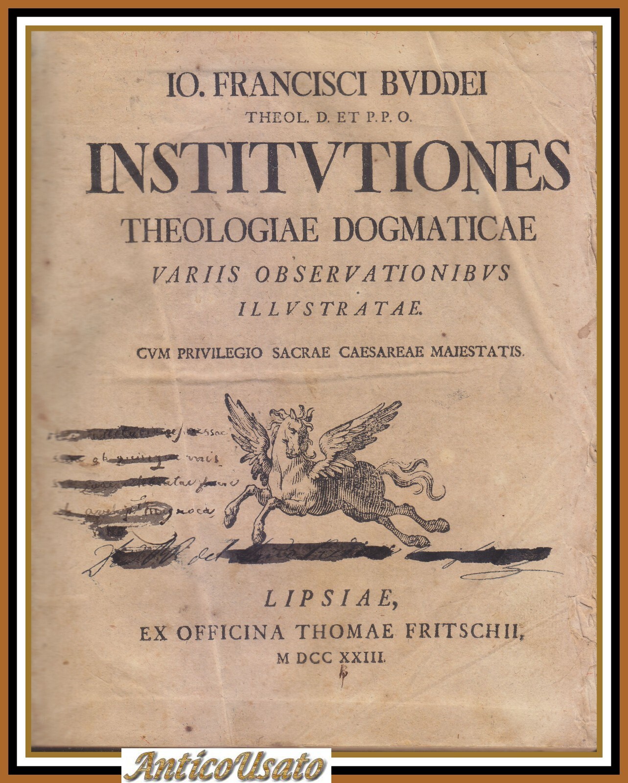 INSTITUTIONES THEOLOGIAE DOGMATICAE Francisci Buddei 1723 Thomae Fritschii Libro
