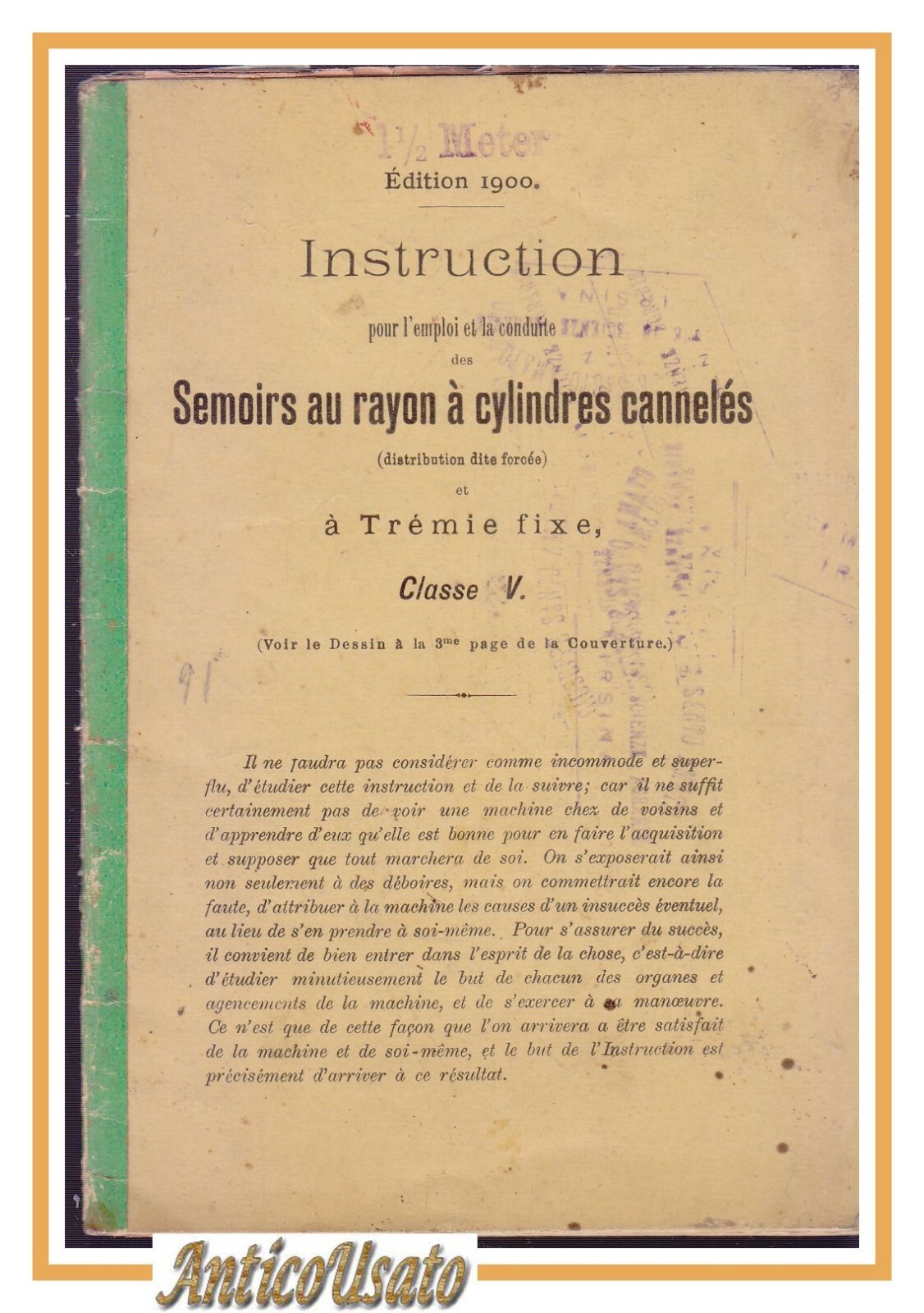 INSTRUCTION POUR L'EMPLOI ET LA CONDUITE DES SEMOIRS AU RAYON …