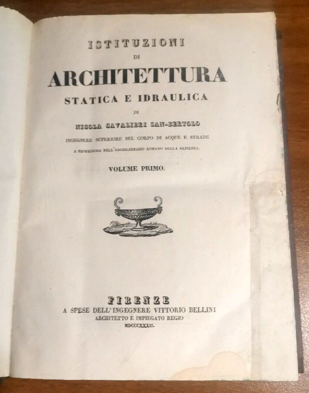 ISTITUZIONI DI ARCHITETTURA STATICA E IDRAULICA 2 volumi 1832 Cavalieri …