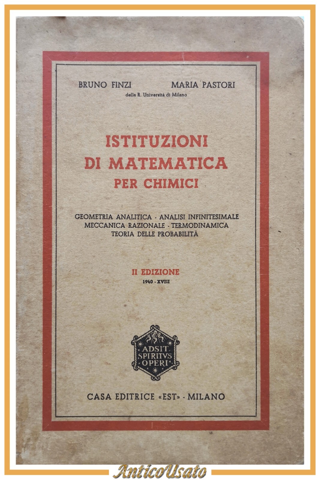 ISTITUZIONI DI MATEMATICA PER CHIMICI Bruno Finzi e Maria Pastori …