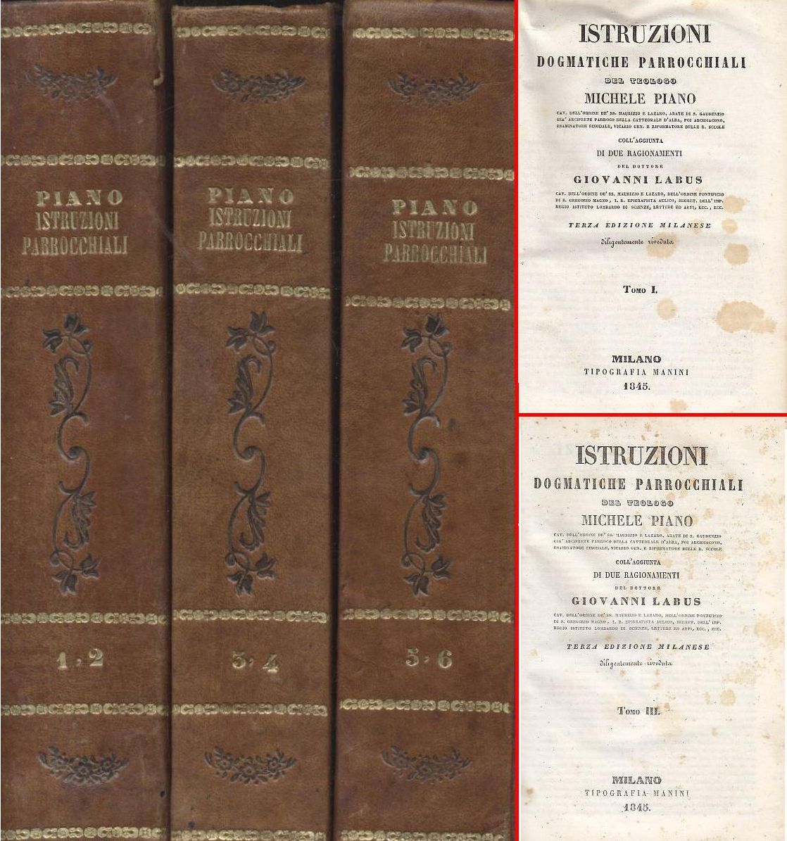 ISTRUZIONI DOGMATICHE PARROCCHIALI di Michele Piano COMPLETA 6 TOMI 1845 …