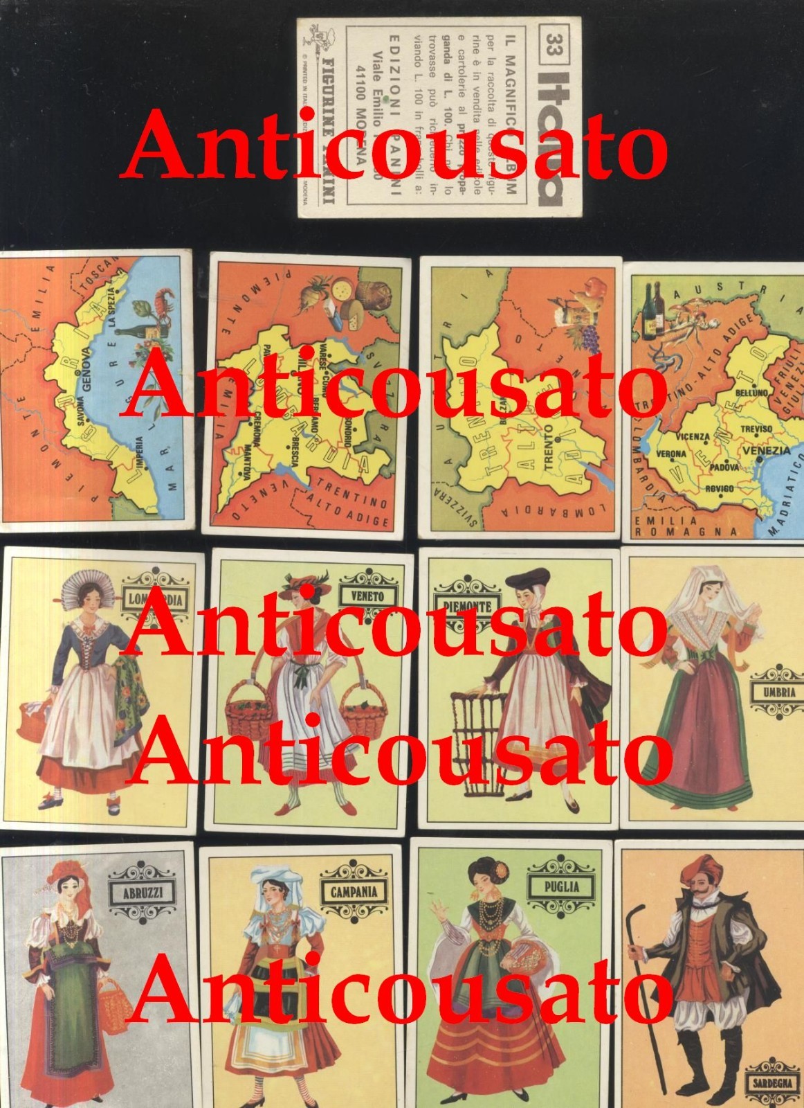 ITALIA il magnifico ALBUM Panini 25 figurine Regioni e costumi …
