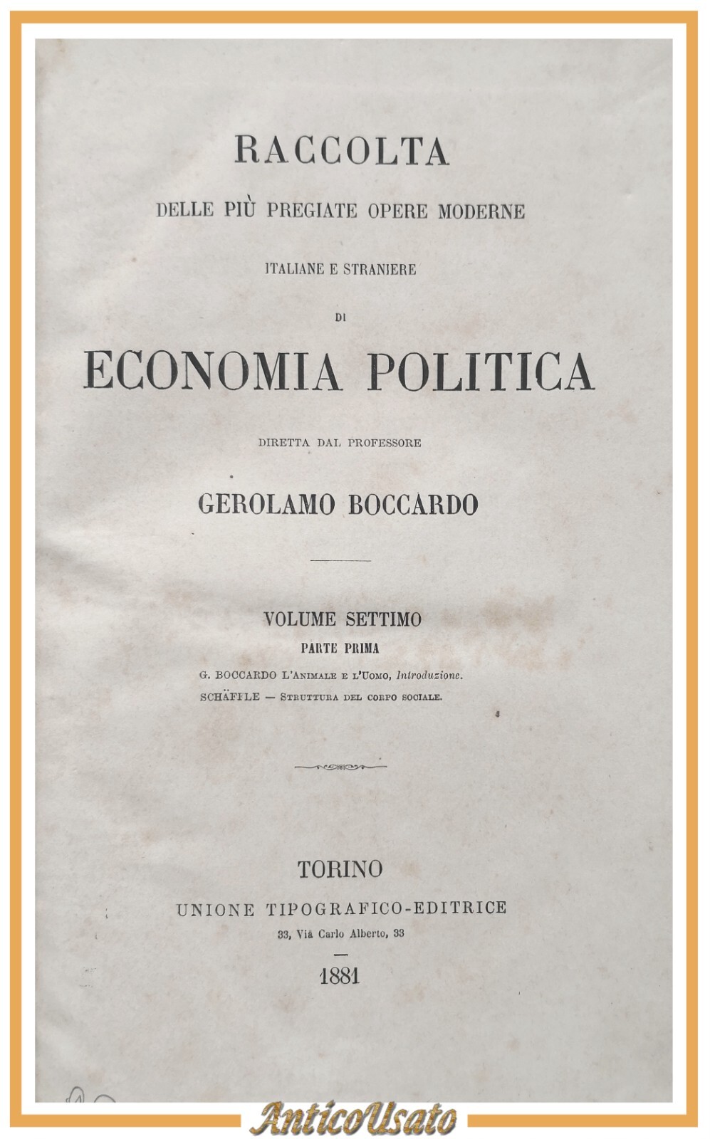 L'ANIMALE E UOMO di Gerolamo Boccardo STRUTTURA DEL CORPO SOCIALE …