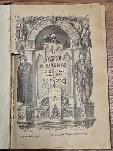 L'ASSEDIO DI FIRENZE Francesco Guerrazzi 1882 Perino Libro antico illustrato