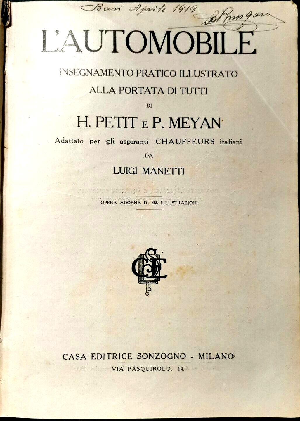 L'AUTOMOBILE insegnamento pratico illustrato di H Petit e P Meyan …