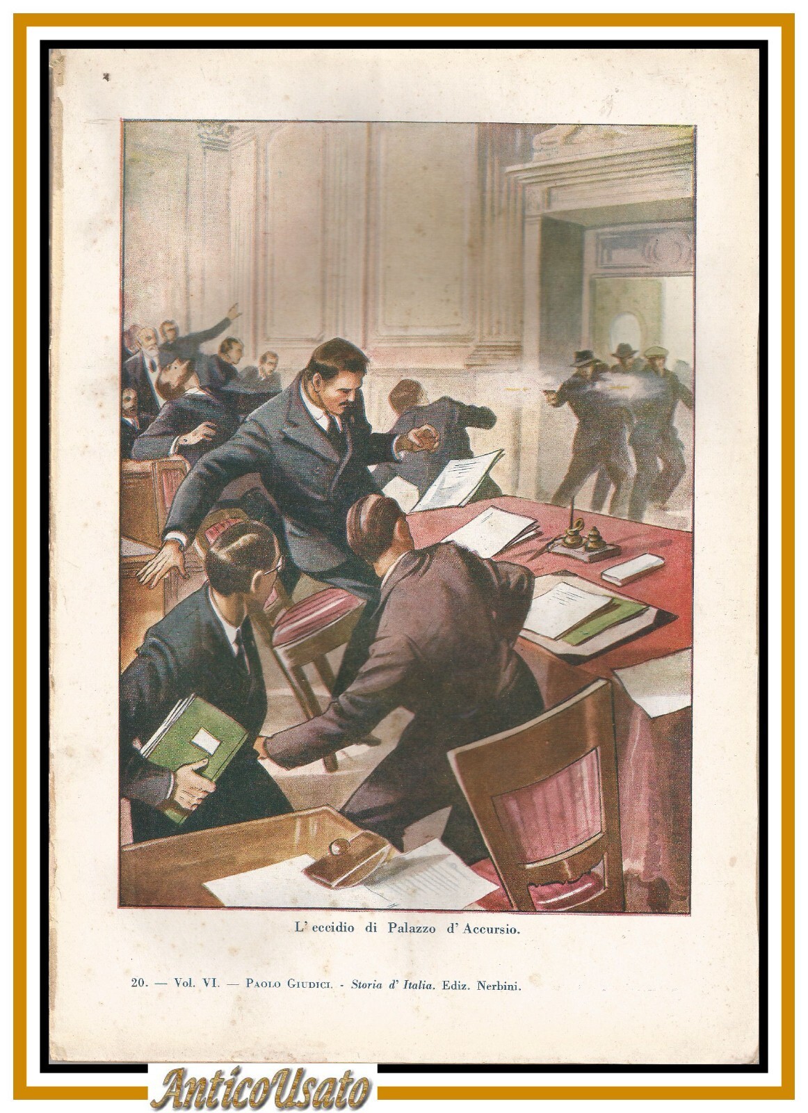 L'ECCIDIO DI PALAZZO D'ACCURSIO Stampa a colori Tancredi Scarpelli 1940 …