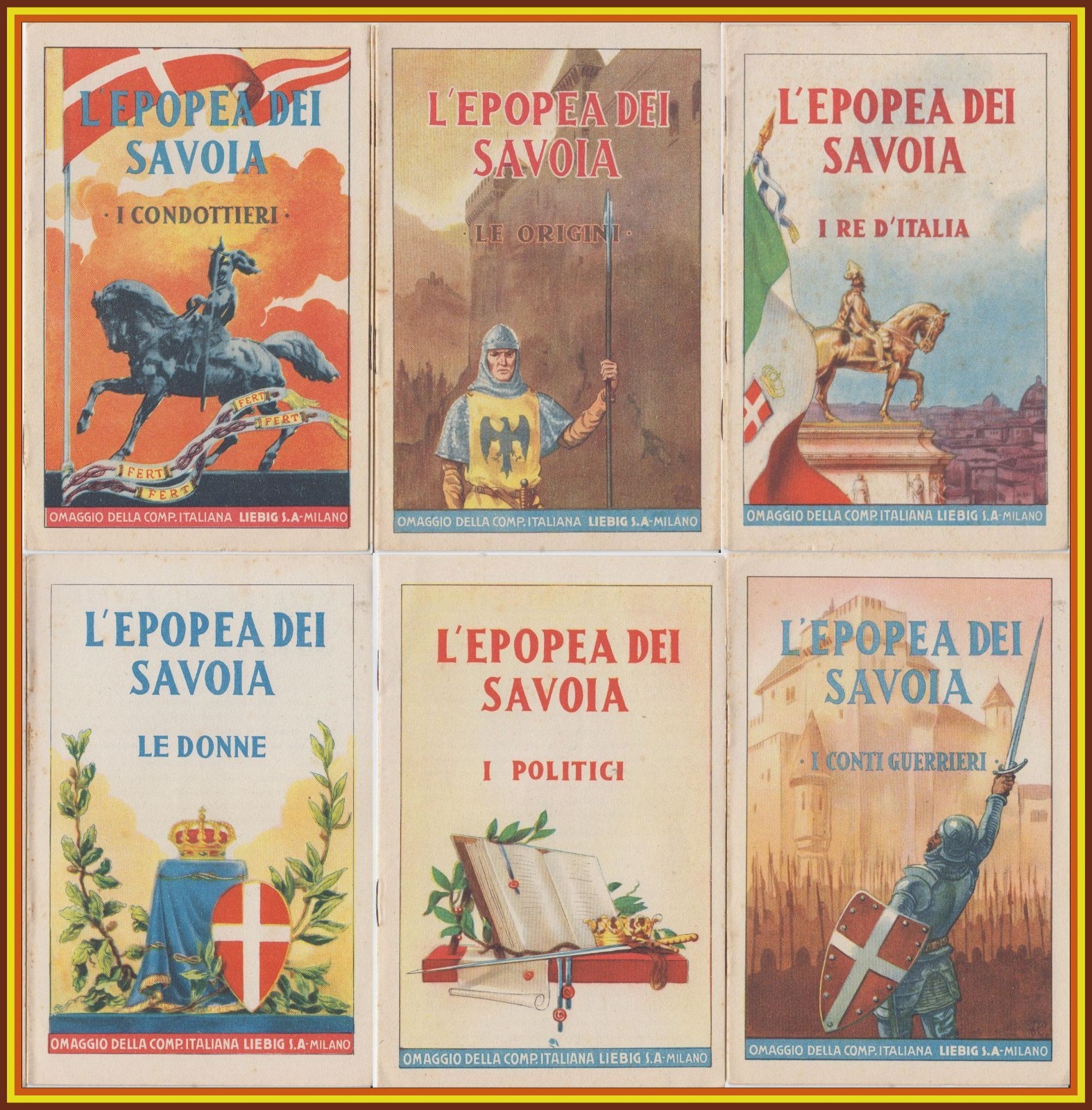 L'EPOPEA DEI SAVOIA 6 volumi LIEBIG libri re d'Italia 1939 …