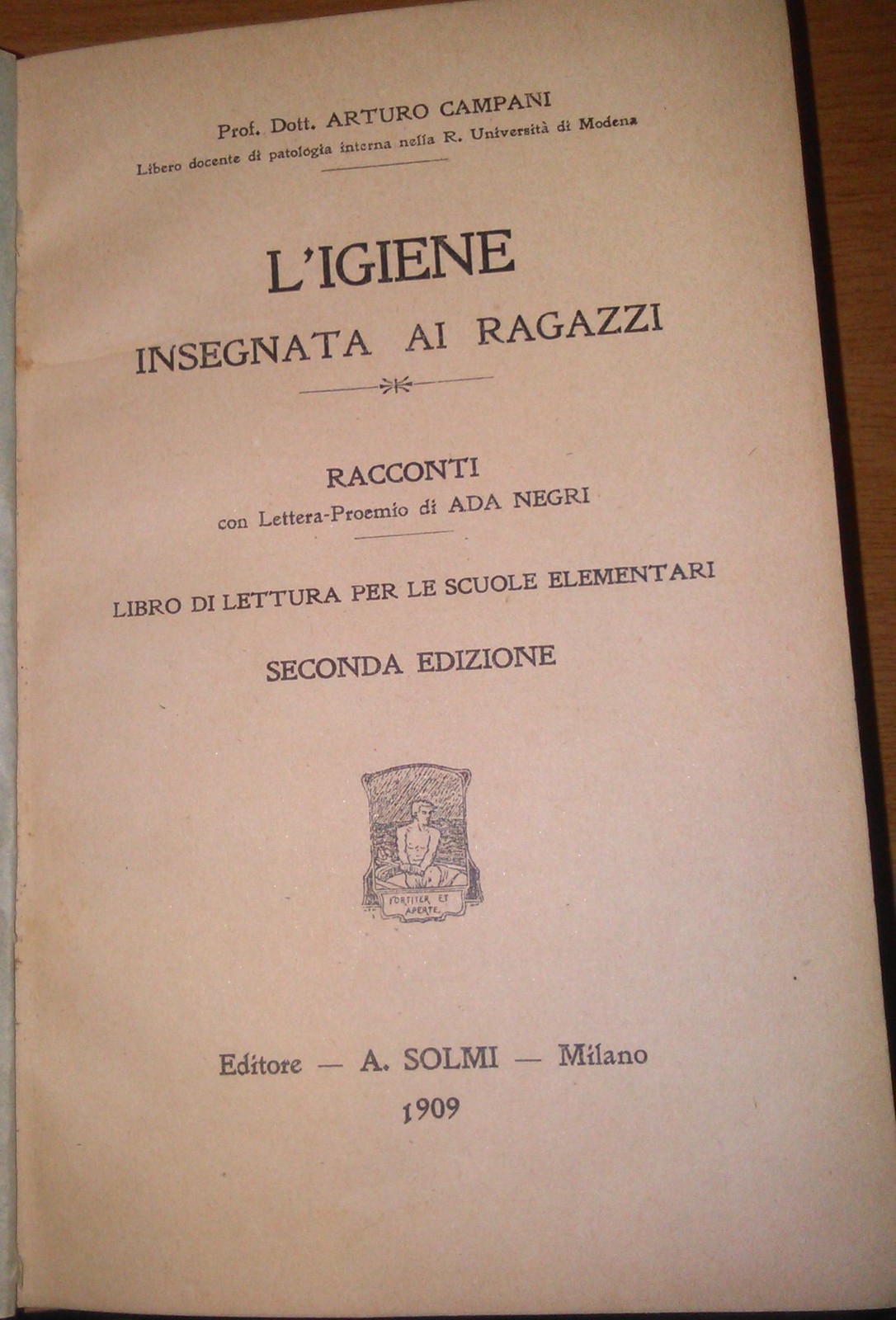 L'IGIENE INSEGNATA AI RAGAZZI di Arturo Campani 1909 Solmi scuole …