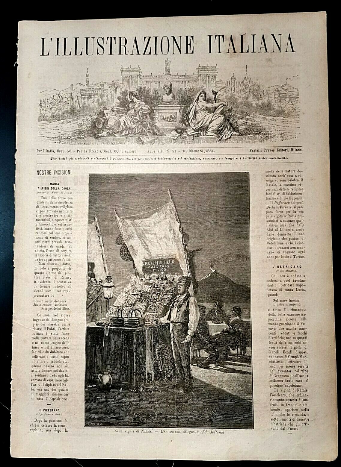 L'ILLUSTRAZIONE ITALIANA del 18 dicembre 1881 giornale antico illustrato vintage