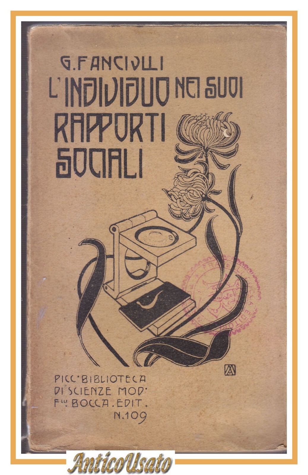 L'INDIVIDUO NEI SUOI RAPPORTI SOCIALI di Fanciulli 1905 Libro Scienze …