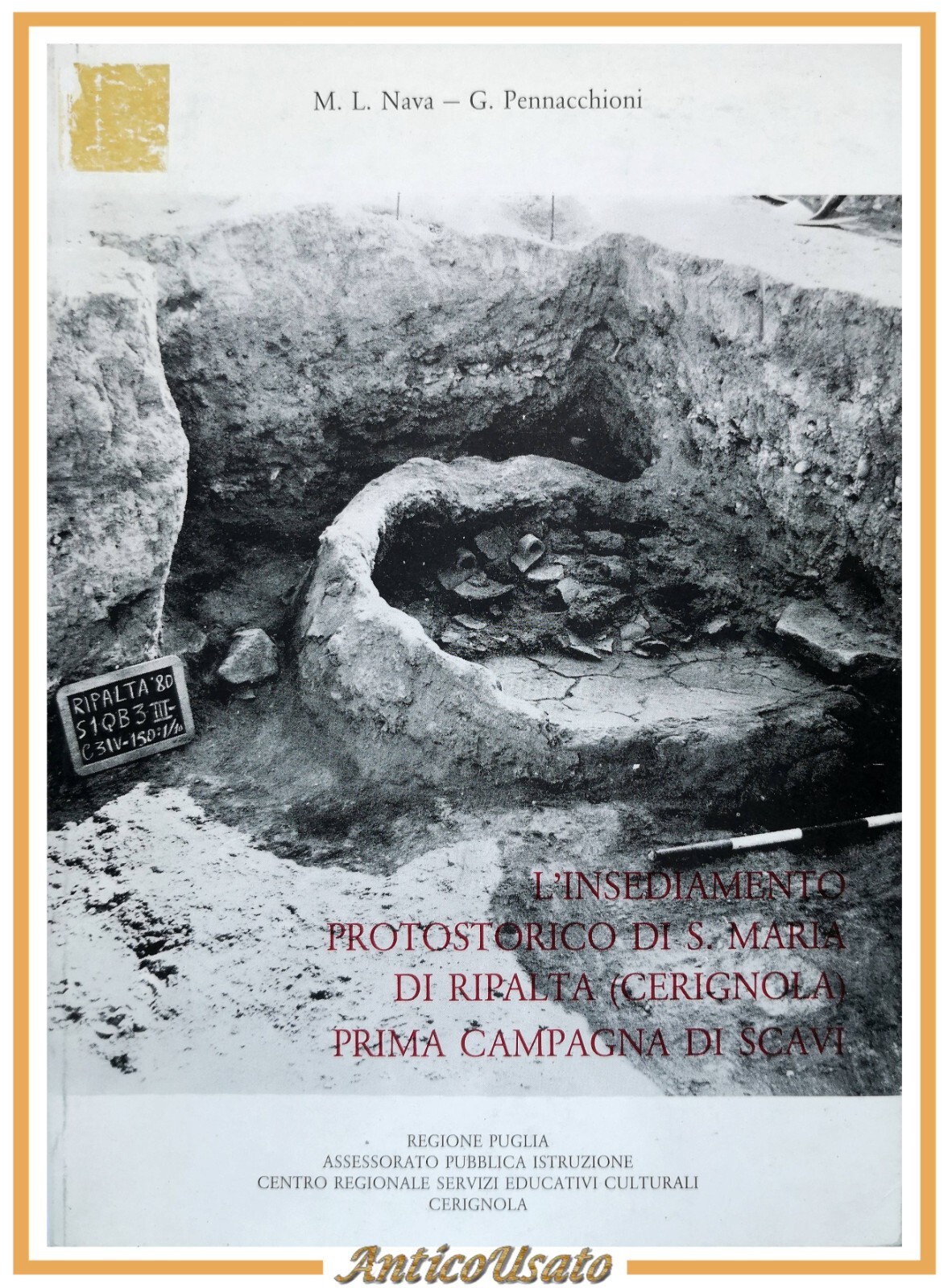 L'INSEDIAMENTO PROTOSTORICO SANTA MARIA DI RIPALTA CERIGNOLA Nava 1981 Libro