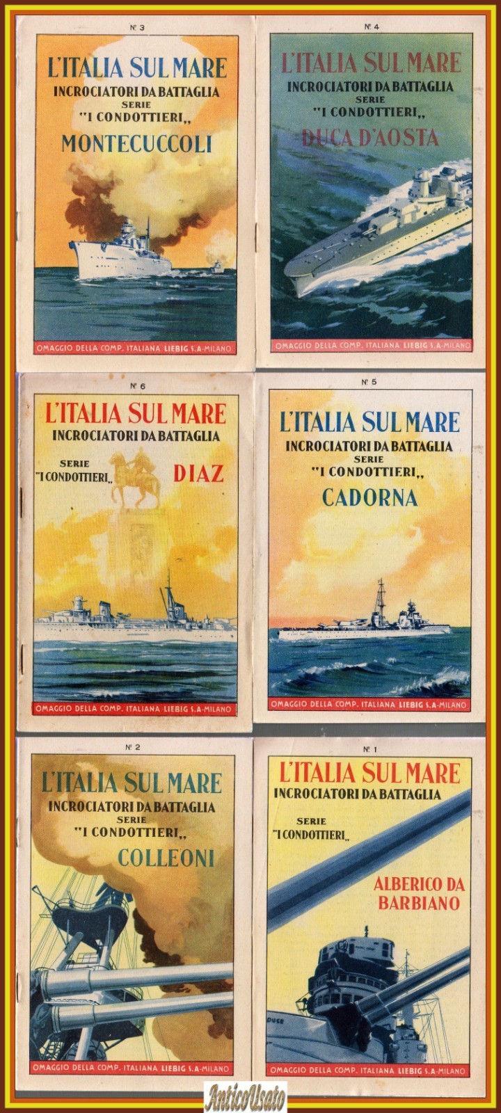L'ITALIA SUL MARE INCROCIATORI DA BATTAGLIA 6 volumi LIEBIG libri …