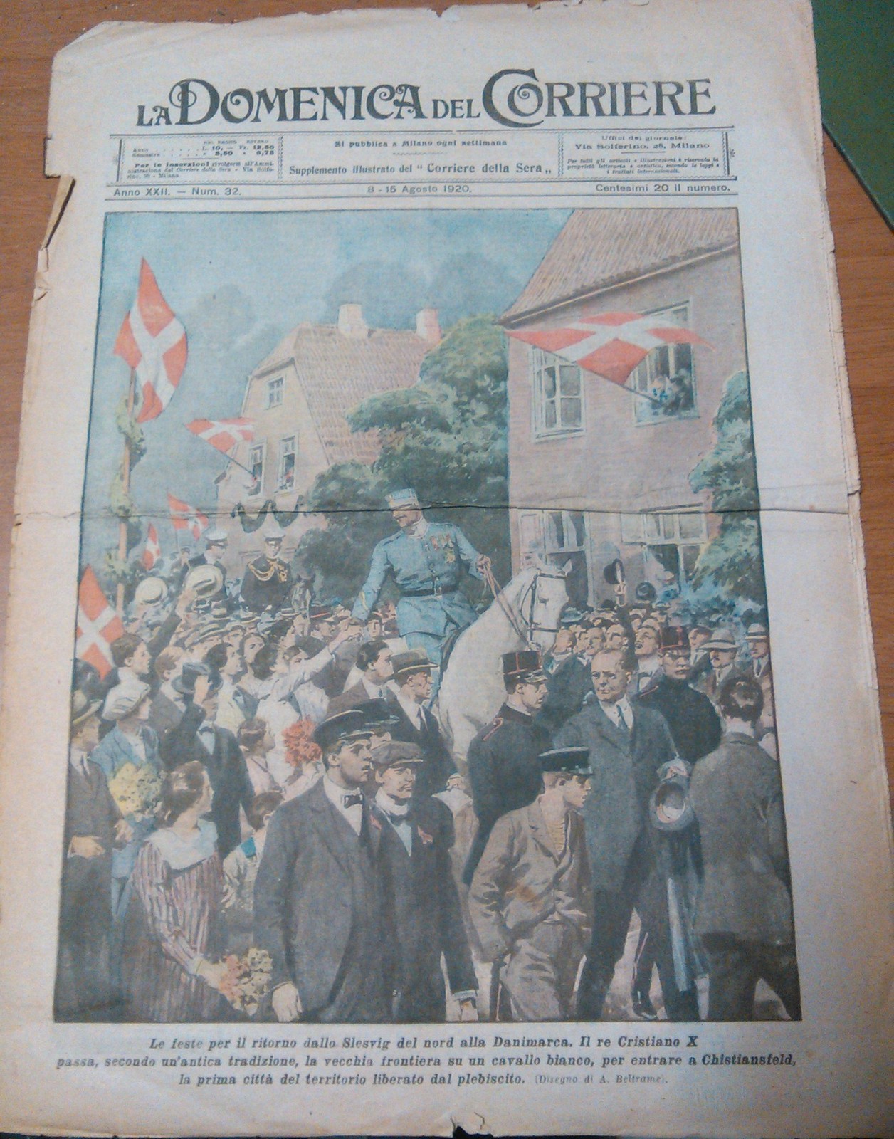 LA DOMENICA DEL CORRIERE 08/08/1920 re Cristiano X di Danimarca …