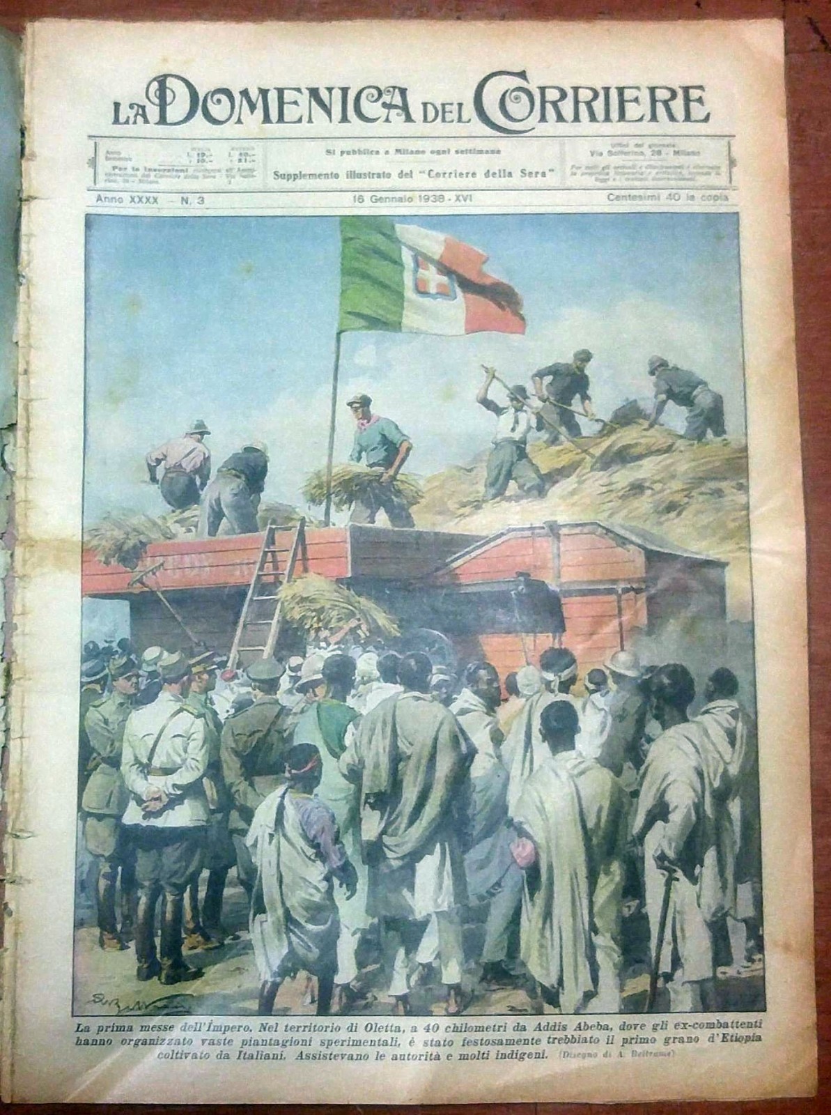 LA DOMENICA DEL CORRIERE 16 gennaio 1938 prima messe impero …