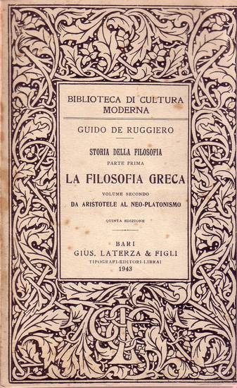 La Filosofia Greca volume 2 Aristotele neoplatonismo di De Ruggiero …