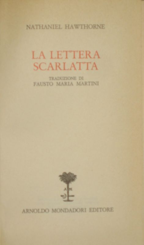 LA LETTERA SCARLATTA di Nathaniel Hawthorne 1971 Mondadori libro