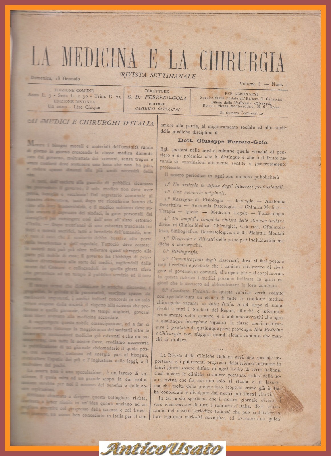 LA MEDICINA E LA CHIRURGIA rivista settimanale 1880 1881 3 …