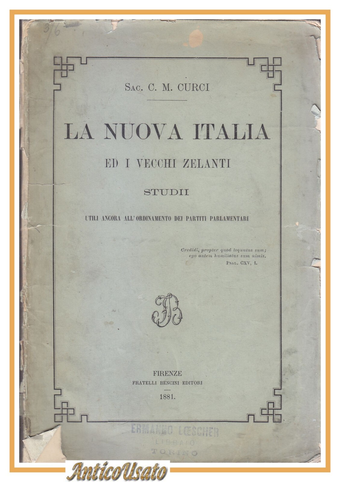 LA NUOVA ITALIA ED I VECCHI ZELANTI studi di Curci …