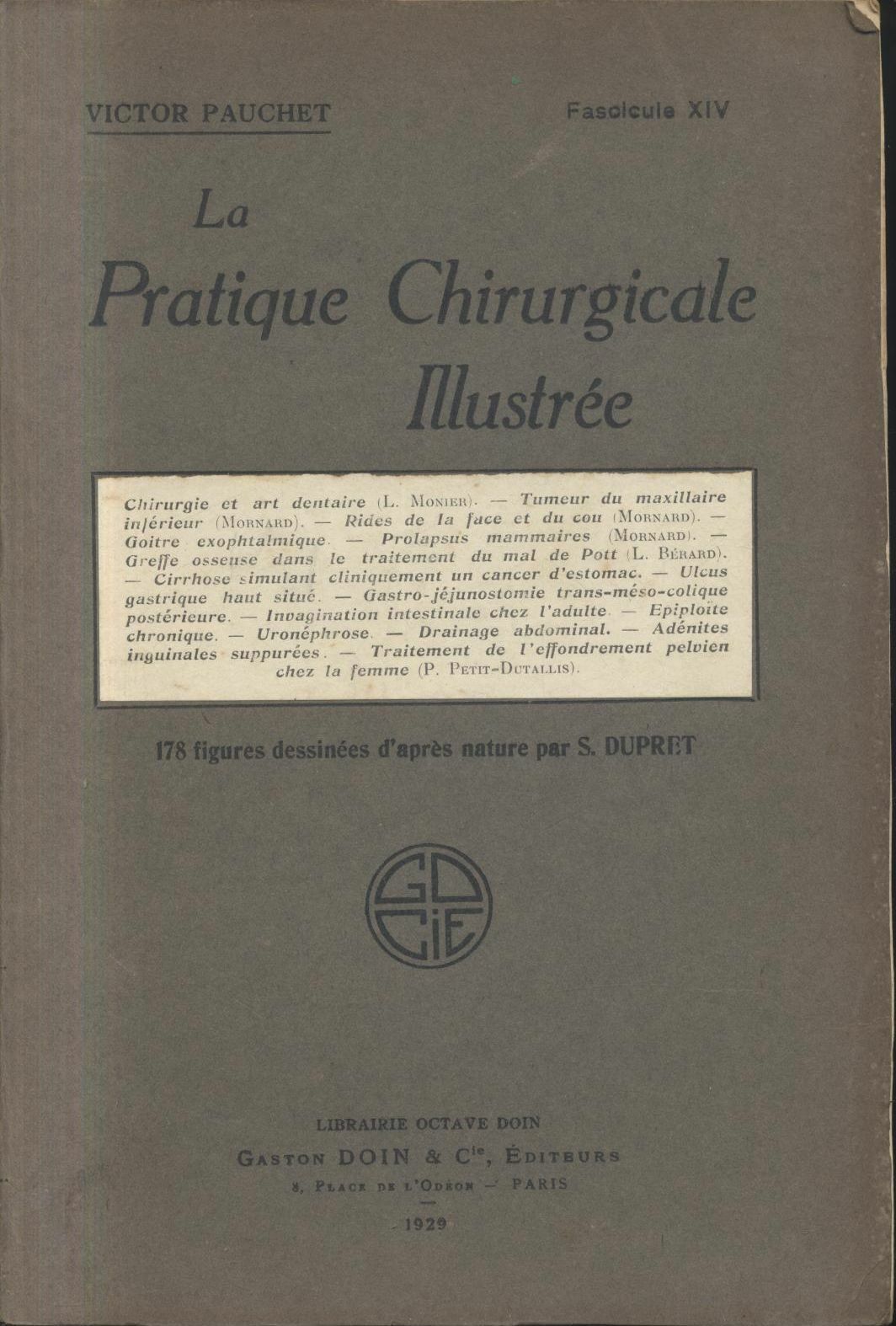 La Pratique Chirurgicale Illustree Victor Pauchet 1929 Gaston Doin fascicule …