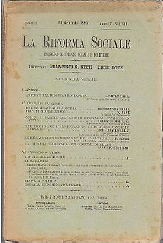 LA RIFORMA SOCIALE rassegna di scienze sociali e politiche 1897 …