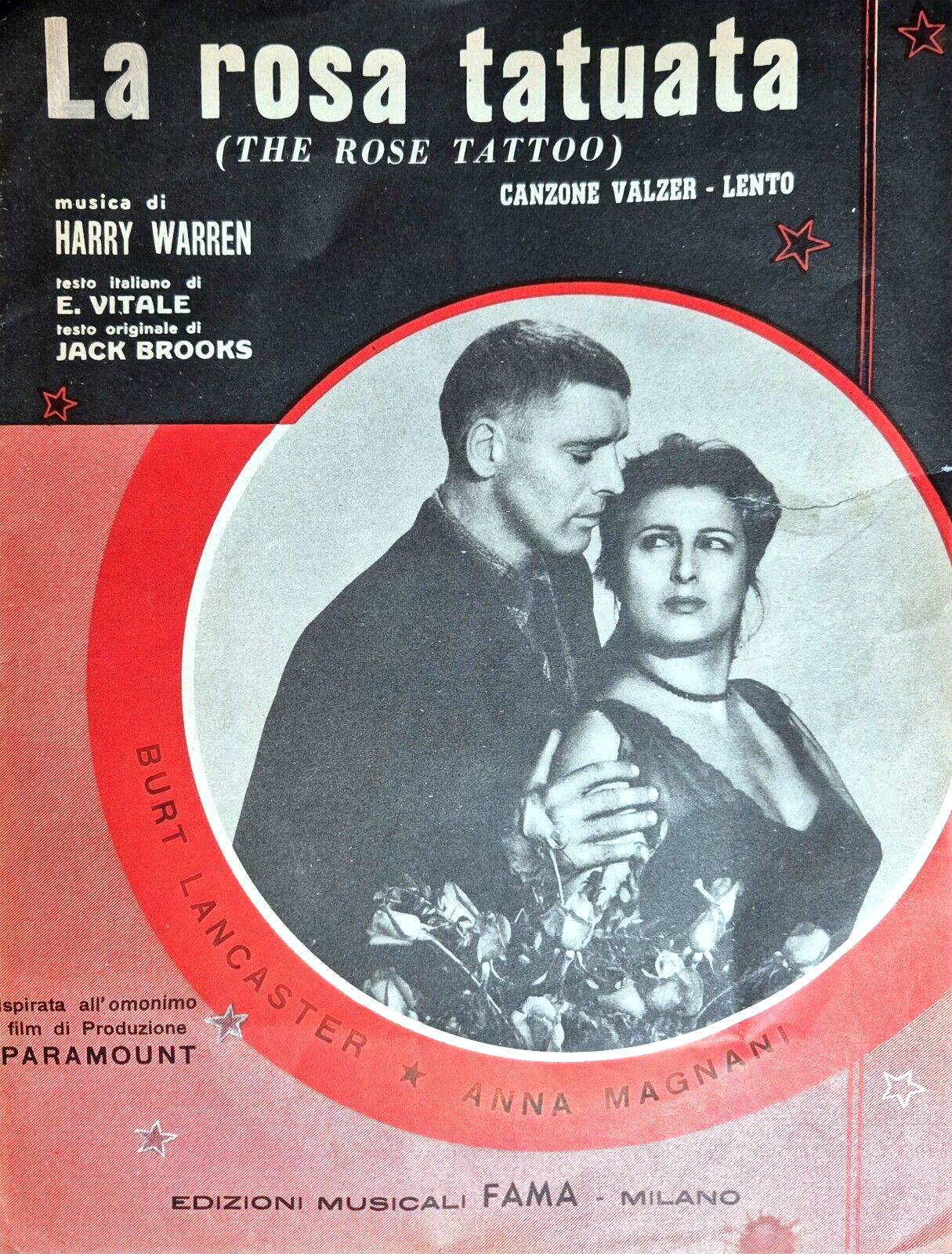 LA ROSA TATUATA spartito della canzone del film Burt Lancaster …