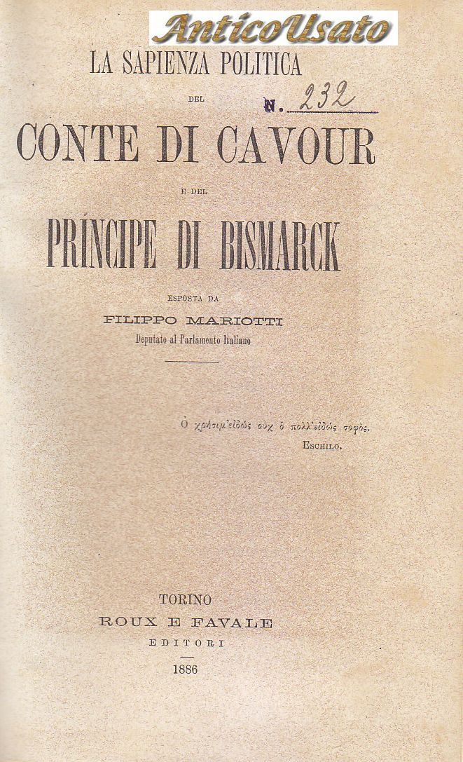 LA SAPIENZA POLITICA DEL CONTE CAVOUR E PRINCIPE DI BISMARCK …