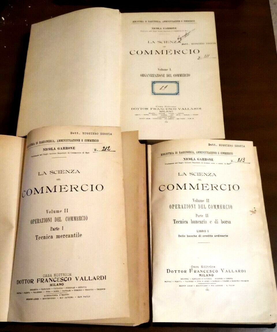 LA SCIENZA DEL COMMERCIO 3 VOLUMI di Nicola Garrone 1914 …
