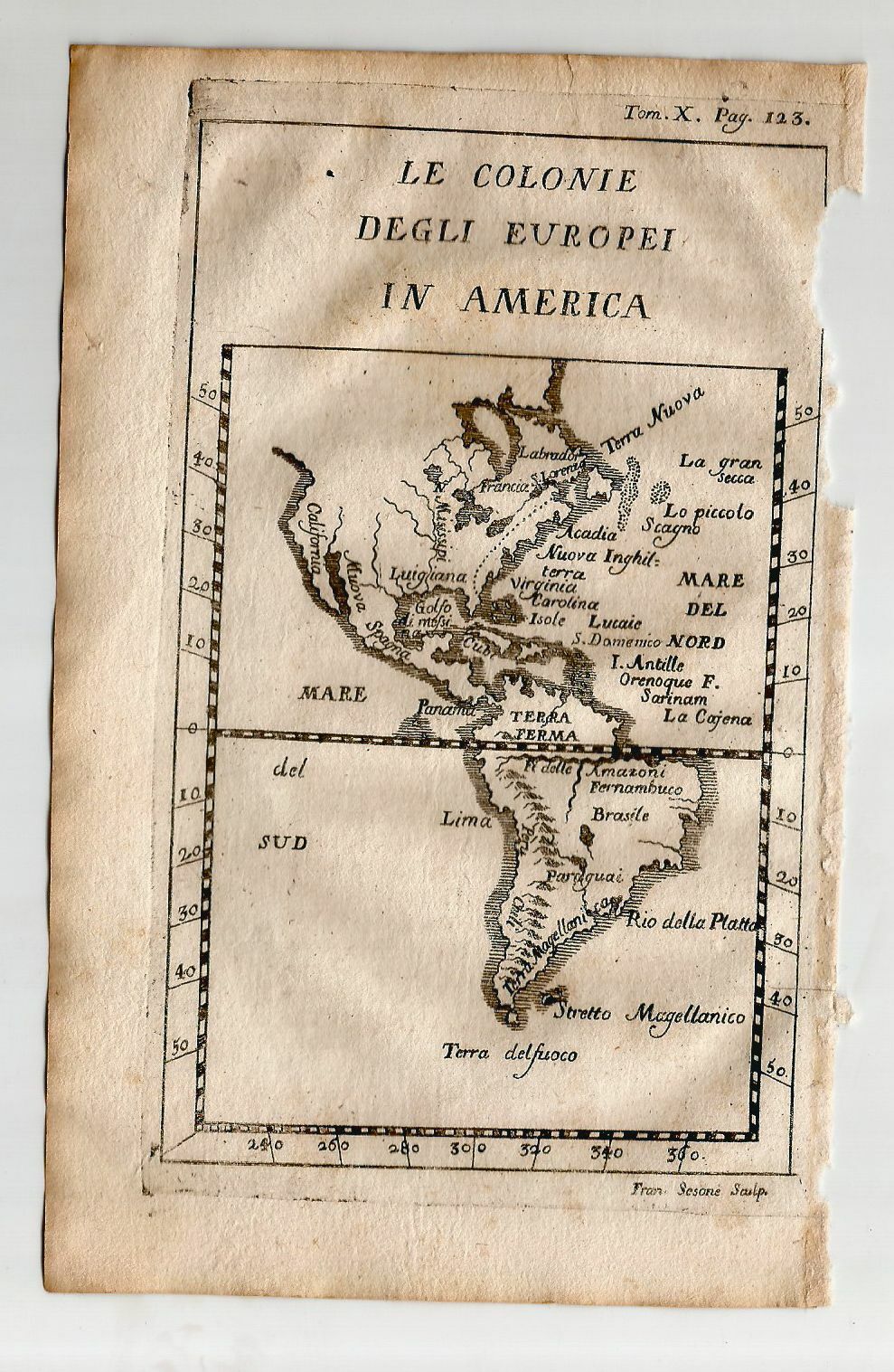le colonie degli europei in America 1740 INCISIONE STAMPA RAME …