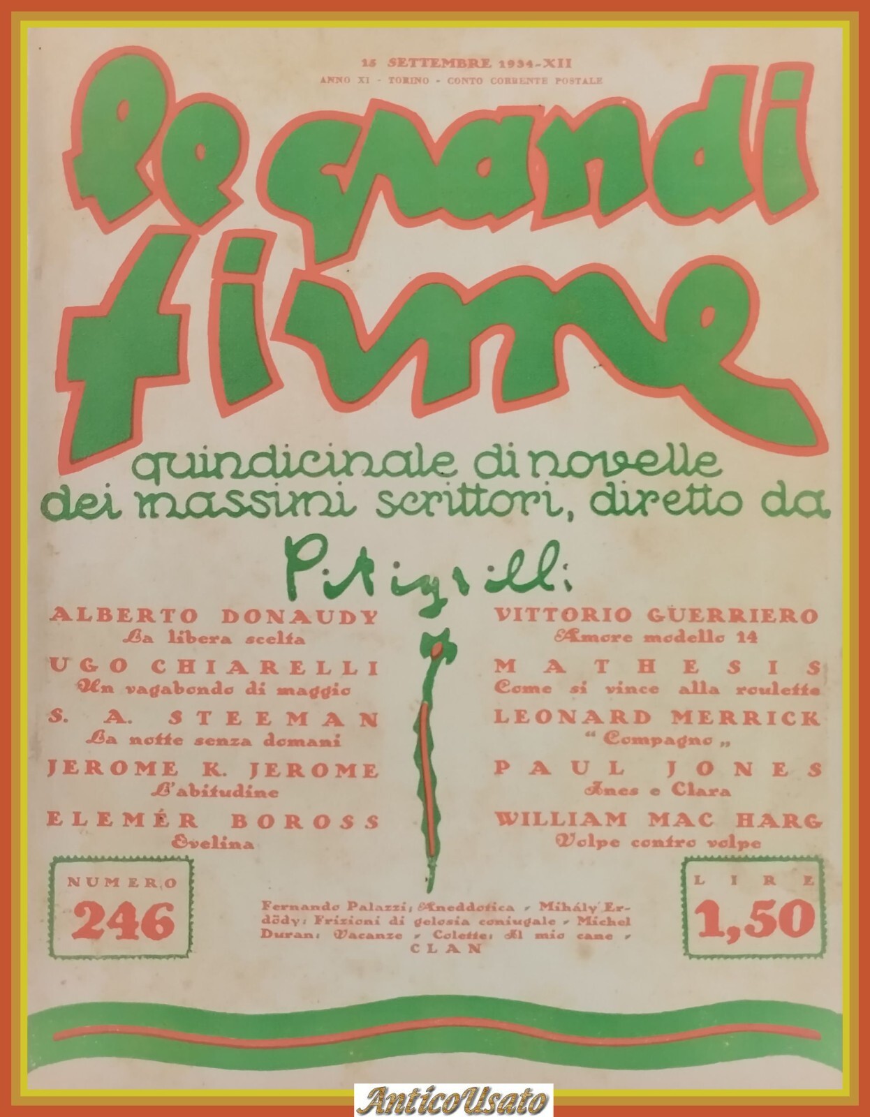 LE GRANDI FIRME QUINDICINALE DI NOVELLE Pitigrilli settembre 1934 rivista