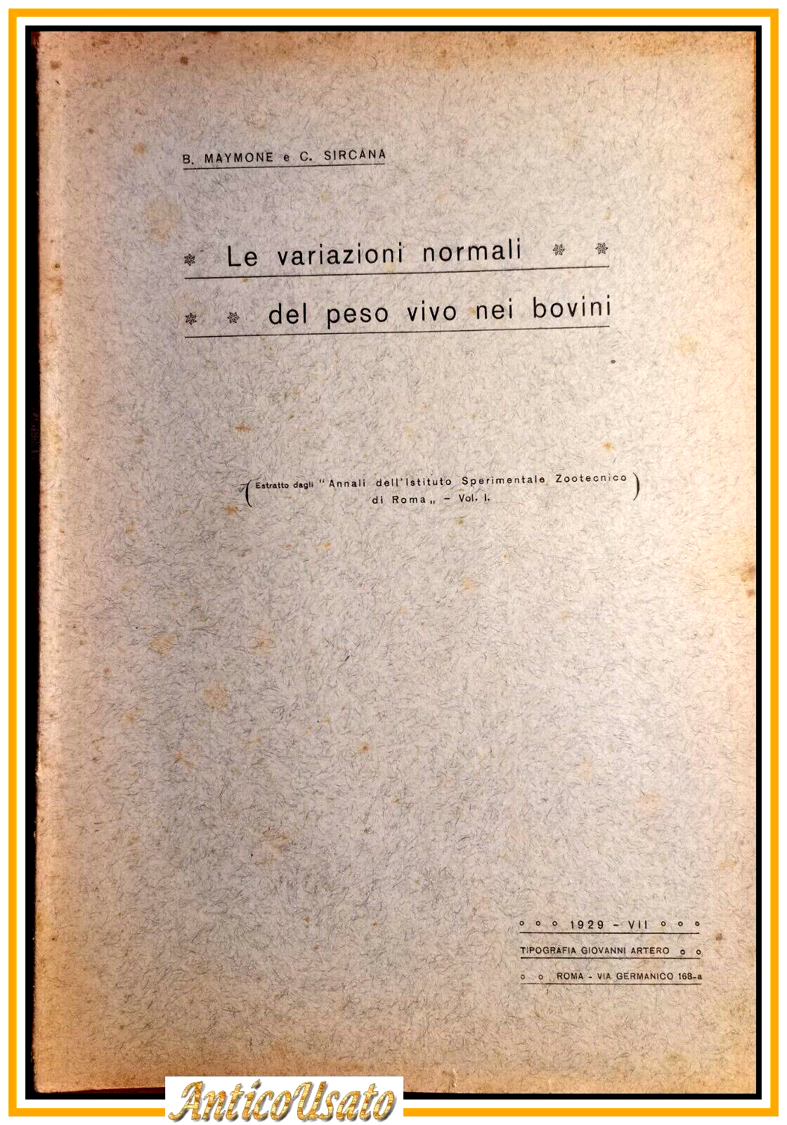 LE VARIAZIONI NORMALI DEL PESO VIVO NEI BOVINI di Maymone …