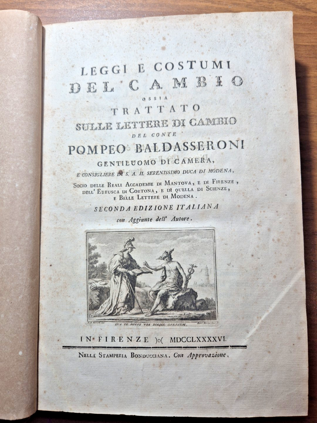 LEGGI E COSTUMI DEL CAMBIO OSSIA TRATTATO SULLE LETTERE Baldasseroni …