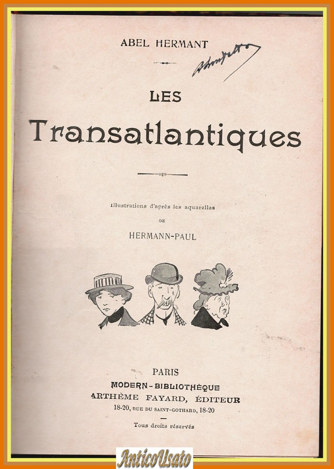 LES TRANSATLANTIQUES di Abel Hermant 1920? Fayard Libro Hermann Paul …